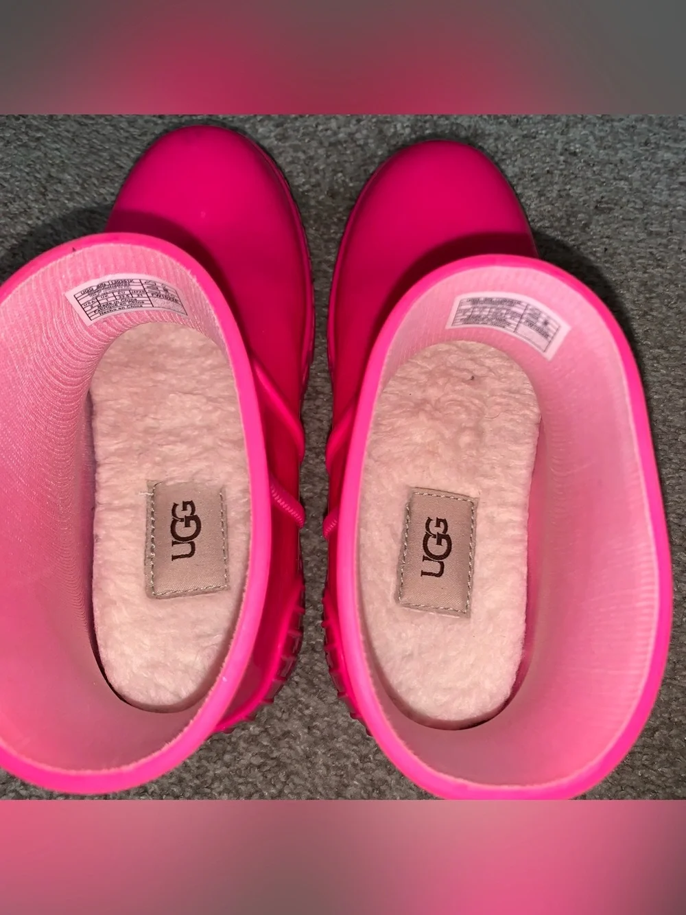 UGG Kids Neon Pink Waterproof Short Rain Boots